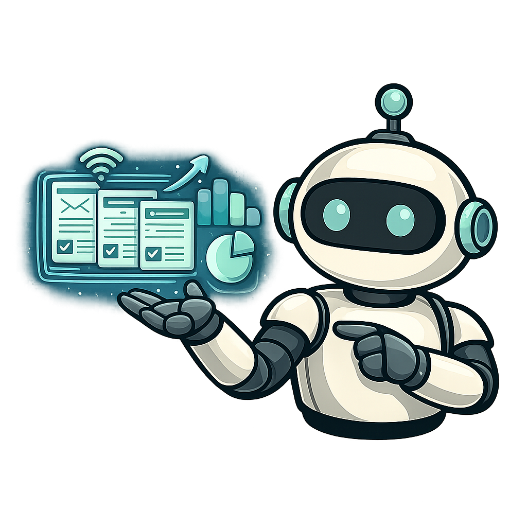 Feature-focused Newsletter Bot robot illustration
